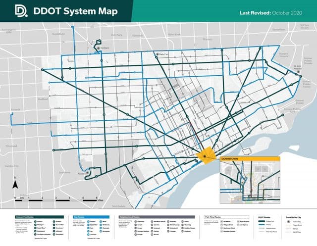 Mapa de la estación de autobuses de Detroit