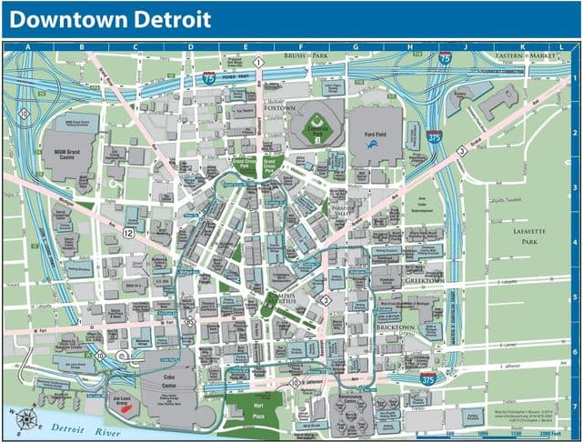 Mapa del centro de Detroit