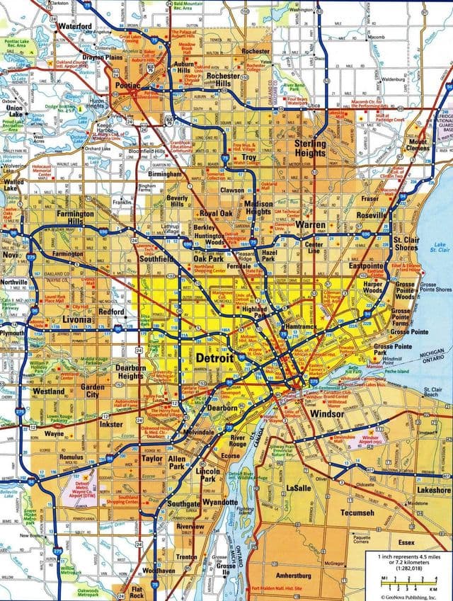 Mapa de la ciudad de Detroit