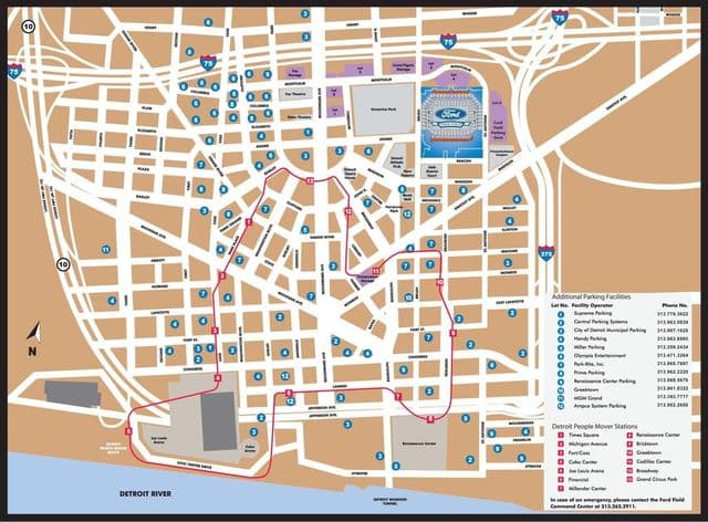 Mapa de las estaciones de metro de Detroit