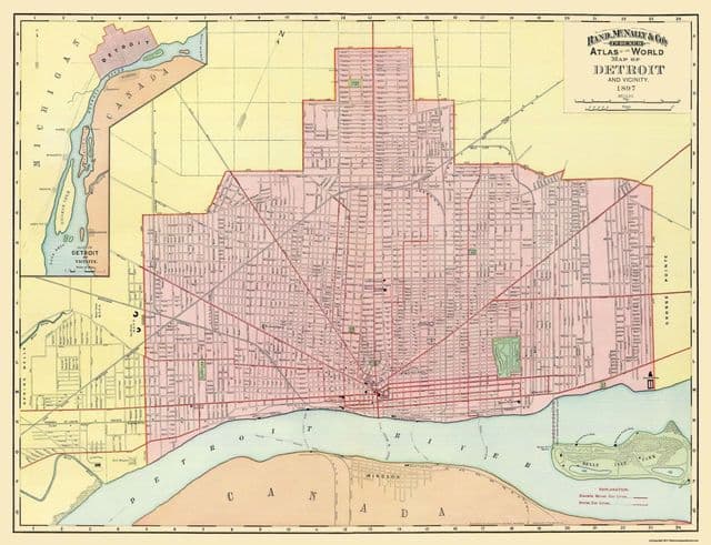 Mapa antiguo de Detroit