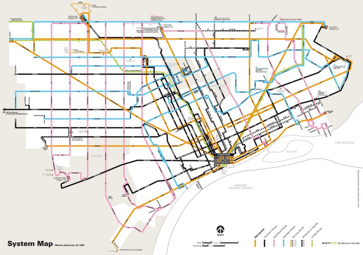 Mapa de transporte de Detroit