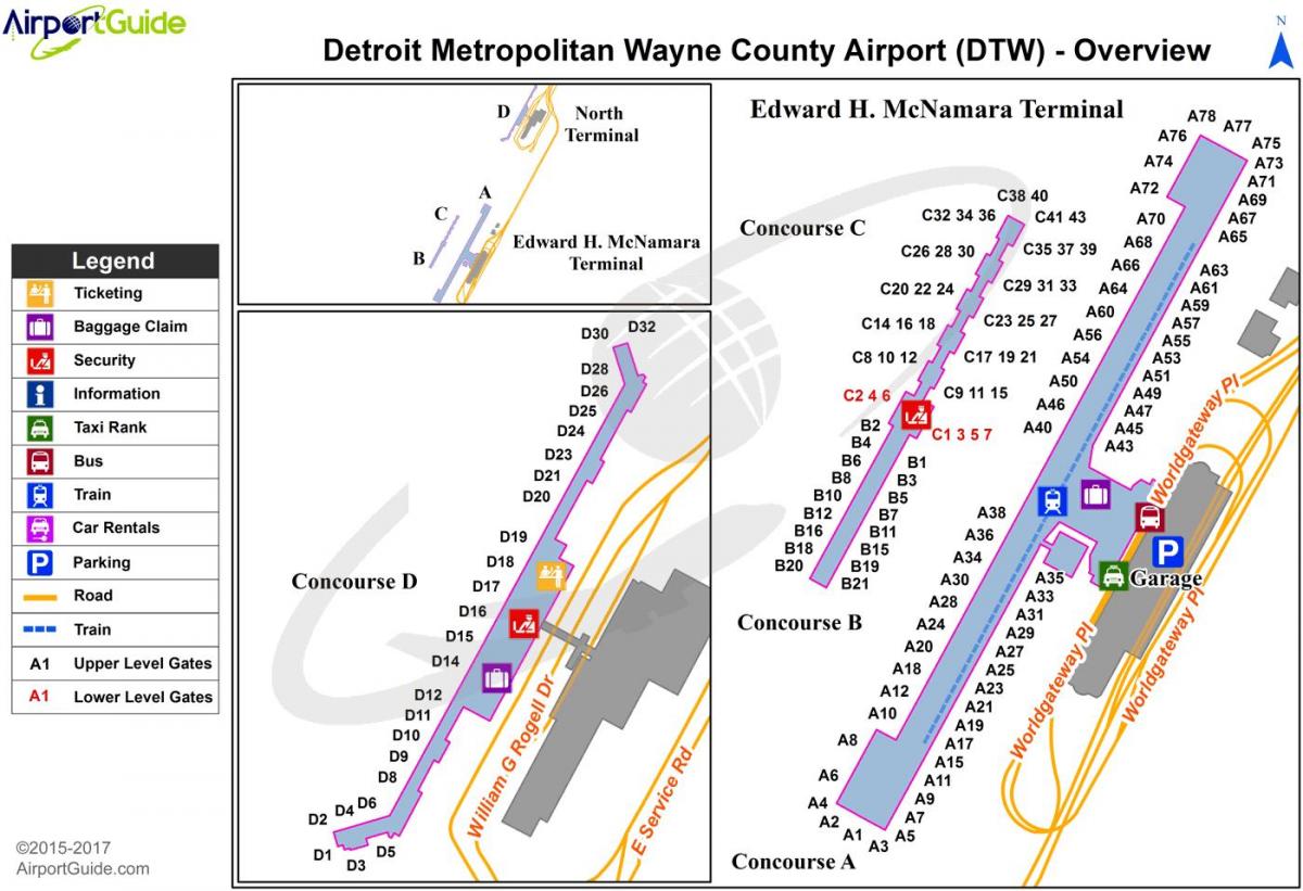 Mapa de la terminal del aeropuerto de Detroit