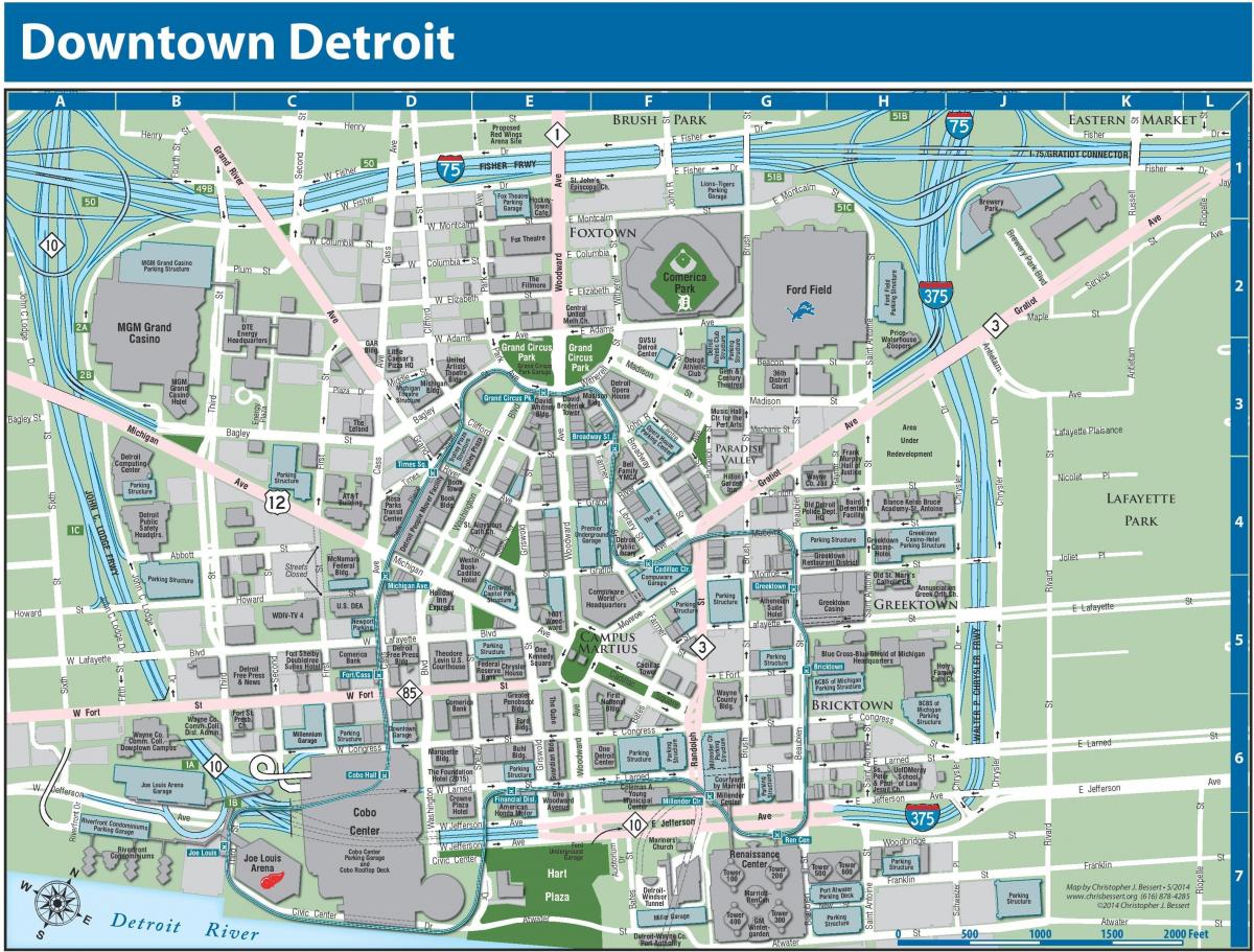 Mapa del centro de Detroit